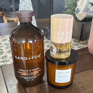 SAND + FOG Vanilla & Amber Candle,Fragrance& Body Wash Set